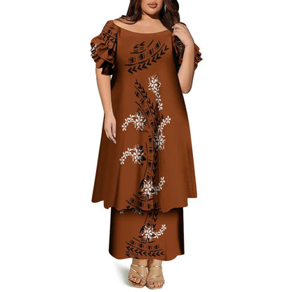 Women’s Plus Size Bohemian Floral Print Maxi Dress – Casual O-Neck Ankle-Length Dress