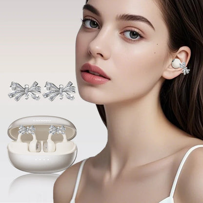 Lenovo LK6 Wireless Bluetooth 5.4 Clip-On Earphones with HD Audio & Noise Reduction