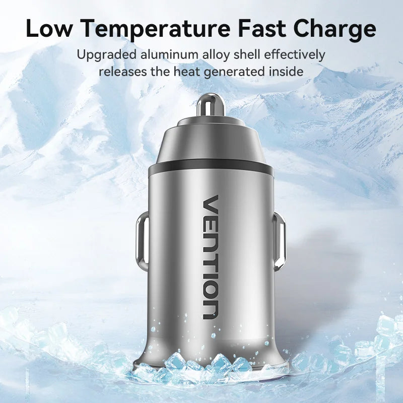 Vention 30W PD Fast USB-C Car Charger for iPhone & Android