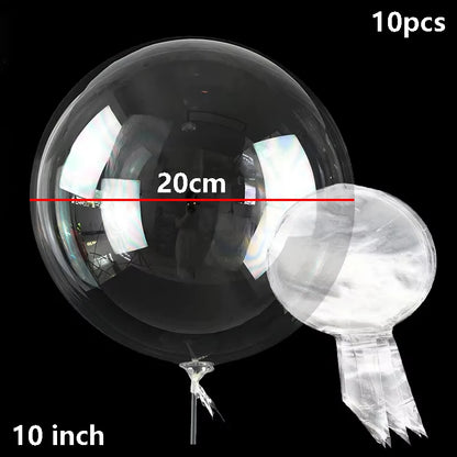 10PCS Clear Bobo Bubble Balloons Set, Large Transparent PVC Helium Balloons