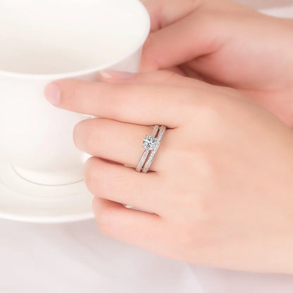 Lihong 925 Sterling Silver Inlaid Ring with Cubic Zirconia