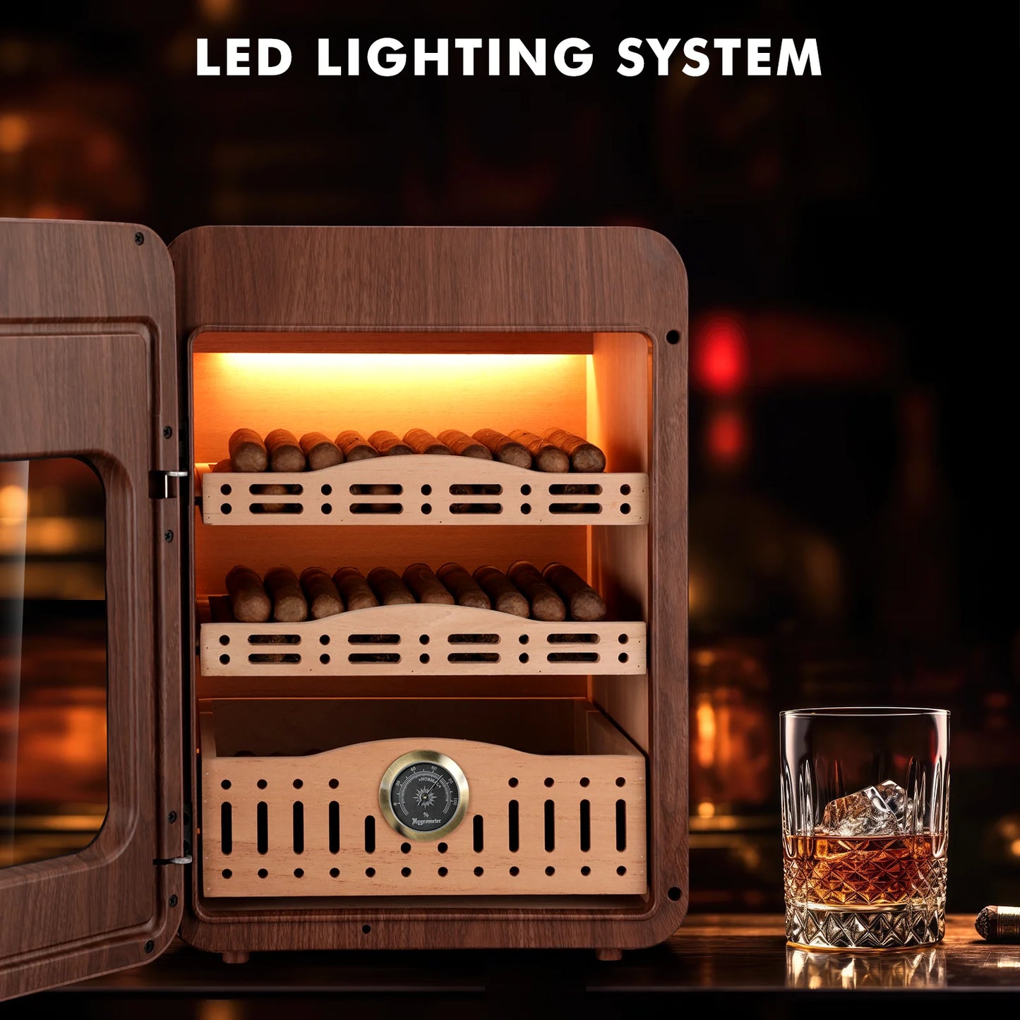 XIFEI Cigar Humidor Cabinet with LED Lighting with 150 Cigar Capacity