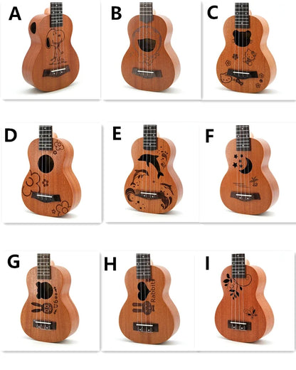 21-Inch Soprano Ukulele Starter Kit - Mahogany Wood & Nylon Strings