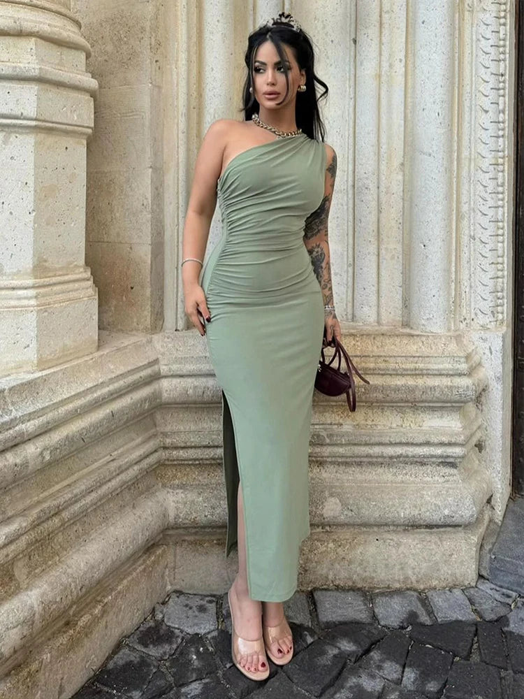 Split Fashion Sleeveless Slim Dress