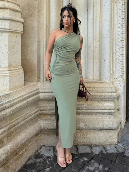 Split Fashion Sleeveless Slim Dress