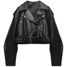 BBWM Oversized Loose Faux Leather Short Jacket with Belt