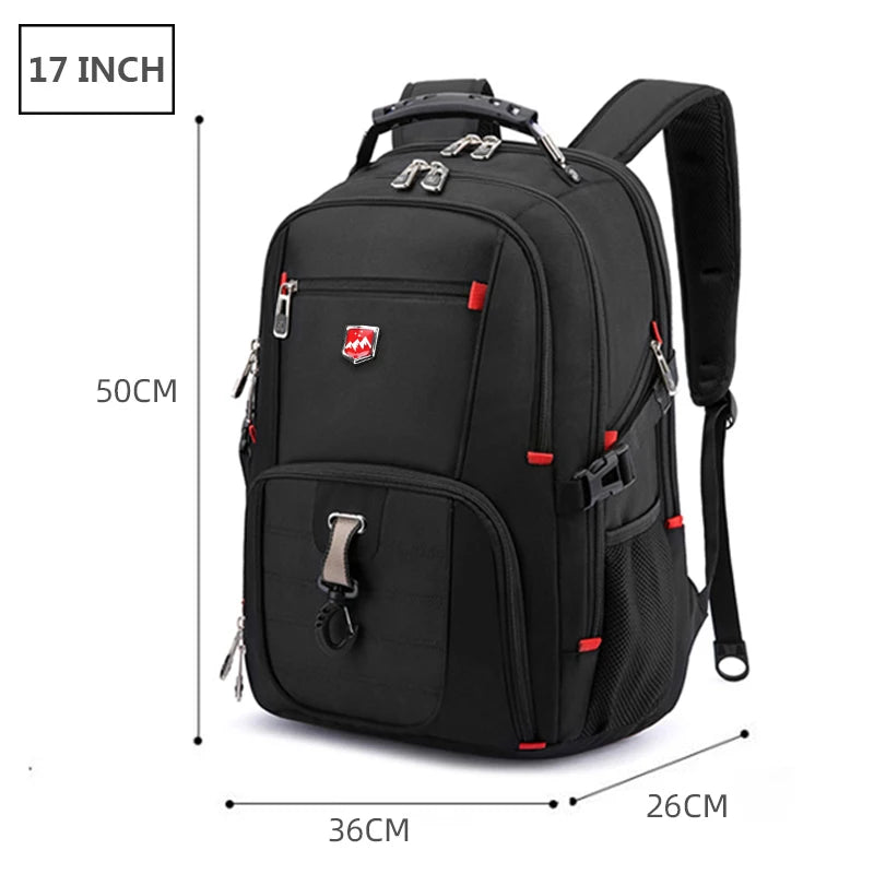 SWISTSNGR Men's Anti-Theft Laptop Backpack - Water-Repellent Business & Travel Rucksack with USB Charging Port