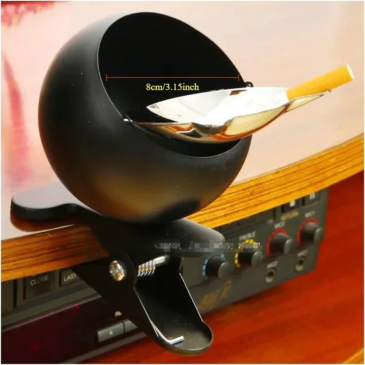 Clip-On Metal Ashtray with Flip Lid