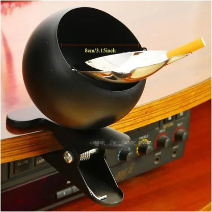 Clip-On Metal Ashtray with Flip Lid