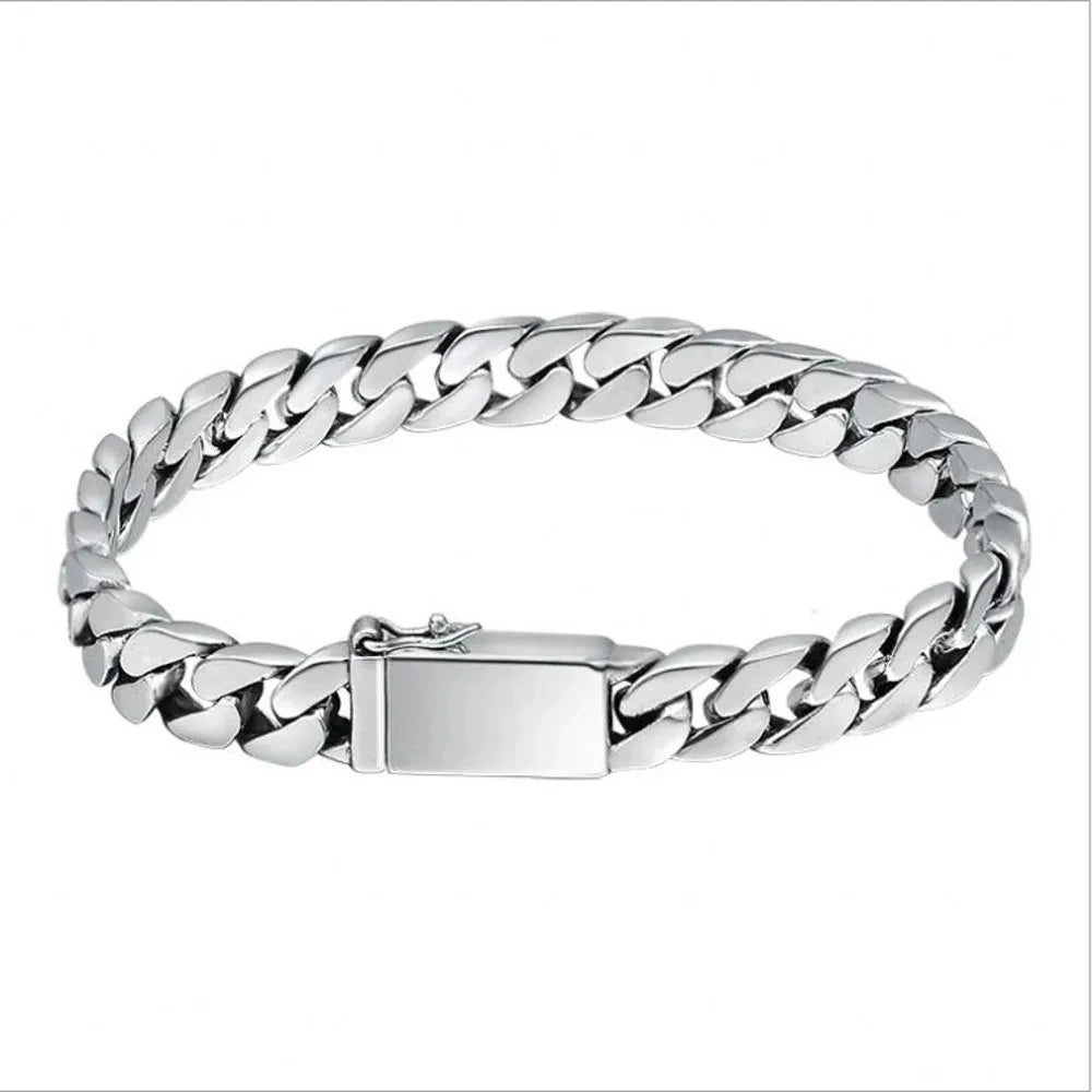 8mm Solid S925 Sterling Silver Chain Bracelet
