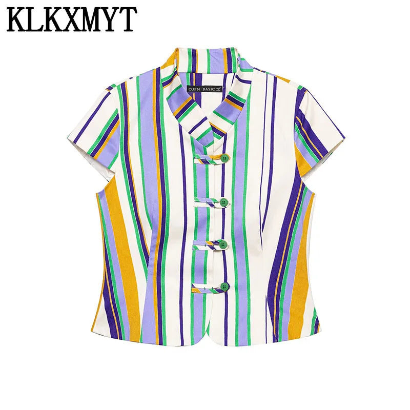 Women's Chic Striped Sleeveless Top & Straight-Leg Trousers 2-Piece Set