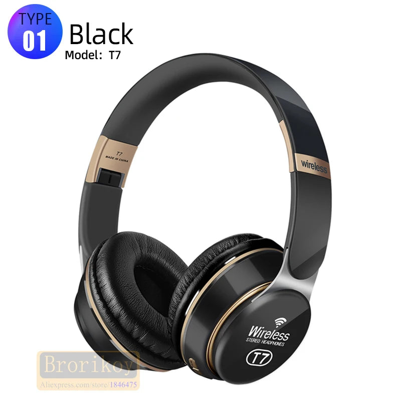 Foldable Wireless Bluetooth Headphones with SD Card Slot & Mic