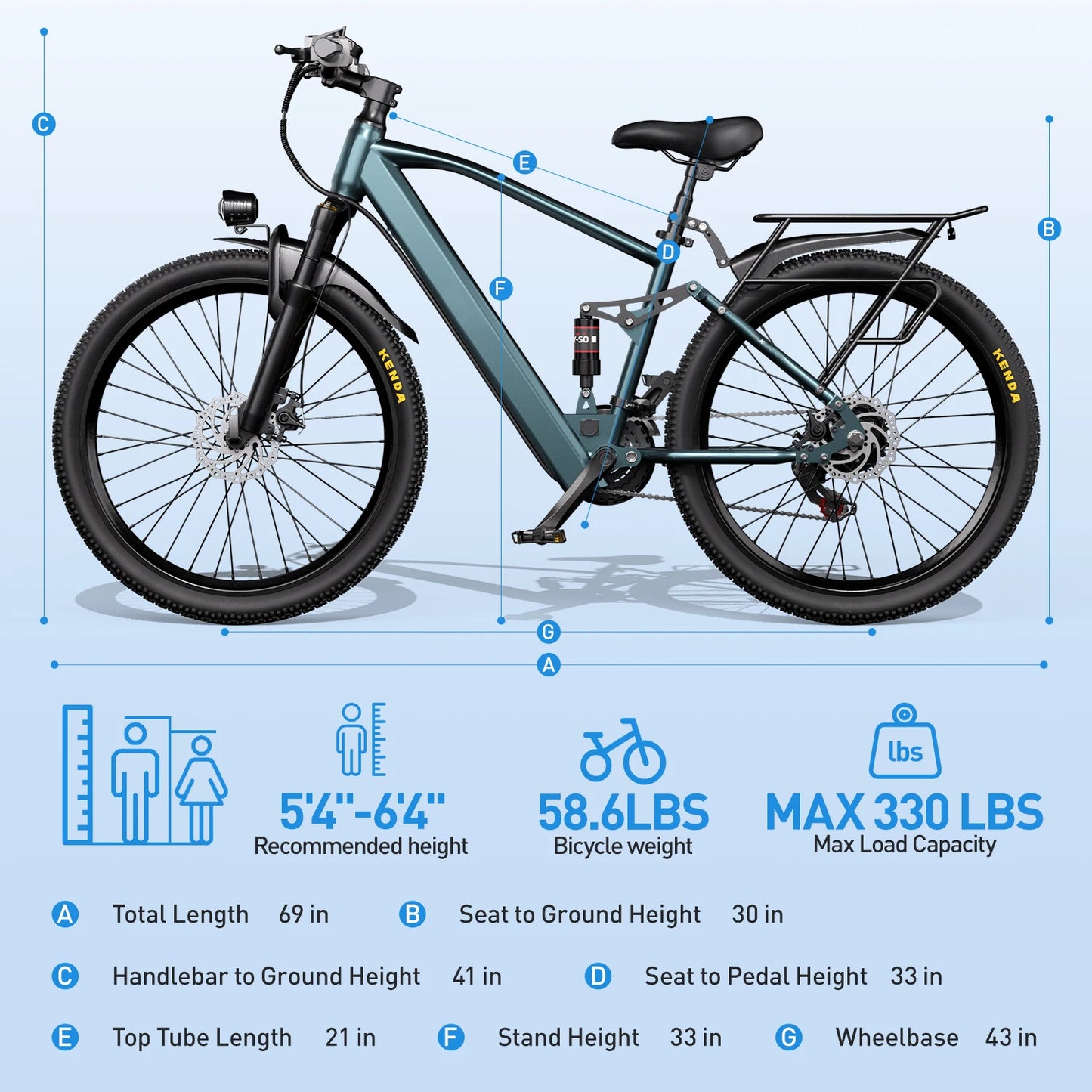 Electric Bicycle 36V Lithium Battery 500W Peak Motor 21-Speed Gear System - Eco-Friendly Transport