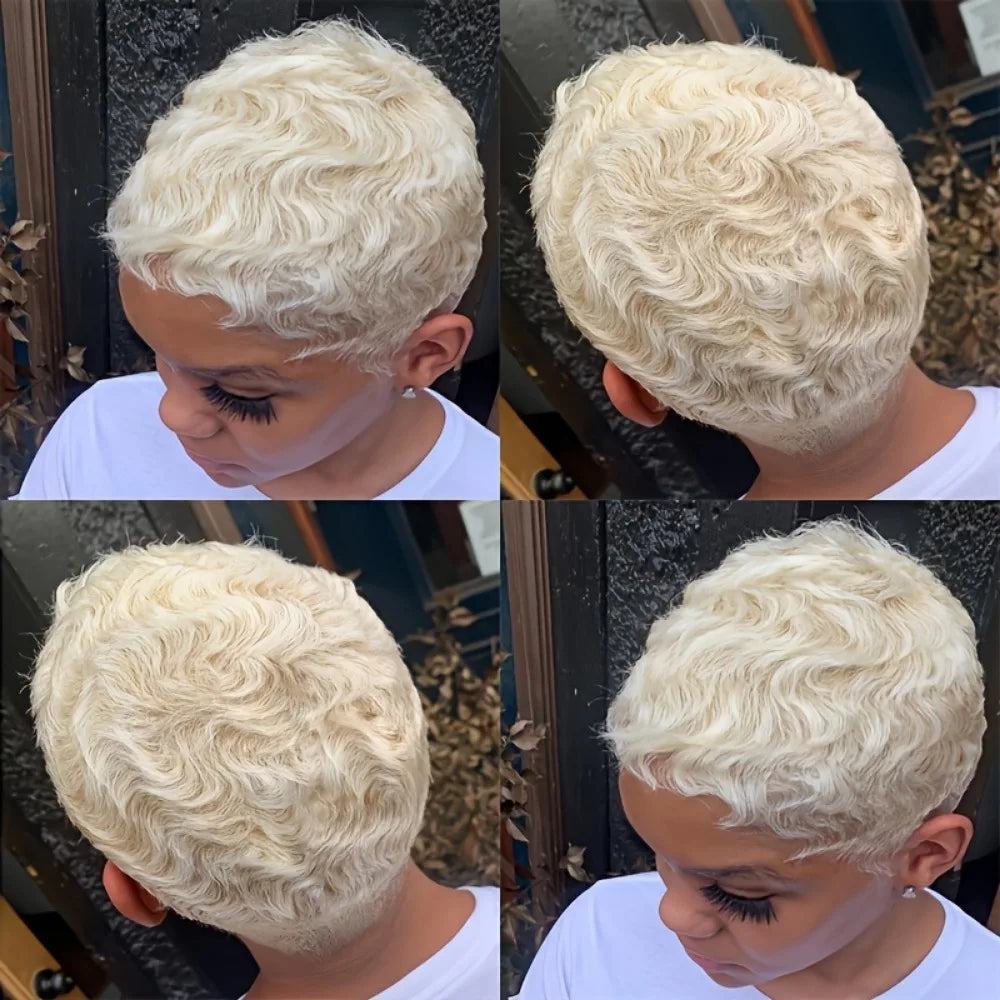 6" Short Human Hair Wig with Bangs & Layered Pixie Cut