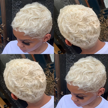 6" Short Human Hair Wig with Bangs & Layered Pixie Cut