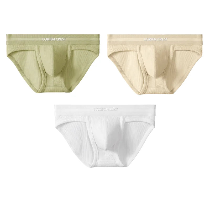 3Pcs Men's Waffle Cotton Support Pouch Briefs - Breathable Anti-Sweat Underwear