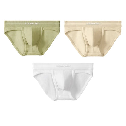 3Pcs Men's Waffle Cotton Support Pouch Briefs - Breathable Anti-Sweat Underwear