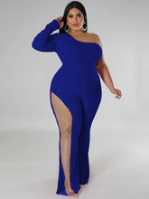 One Piece One Shoulder Single Sleeve Long Wide Foot Jumpsuit