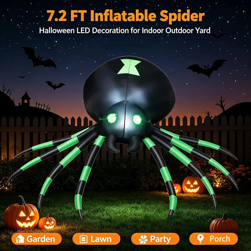 7.2FT LED Glowing Inflatable Halloween Spider