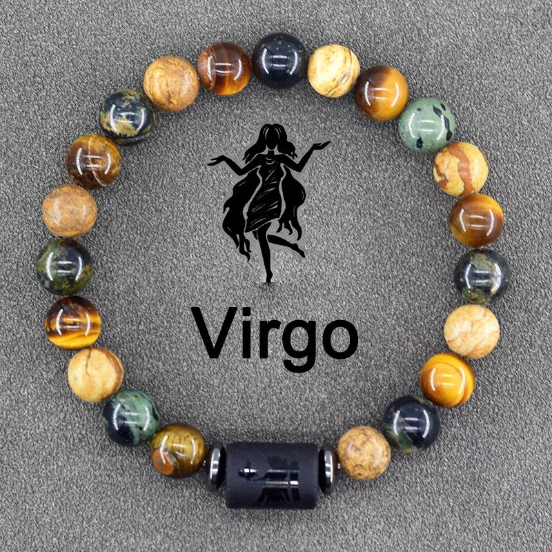 12 Zodiac Sign Constellation Beaded Charm Bracelet