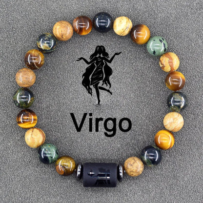 12 Zodiac Sign Constellation Beaded Charm Bracelet