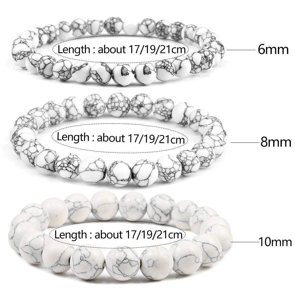 Natural Stone White Howlite Bead Bracelet