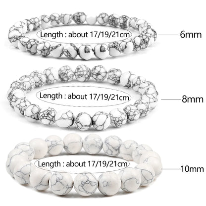 Natural Stone White Howlite Bead Bracelet