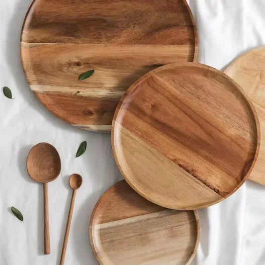 Wooden Round Serving Platter Tray