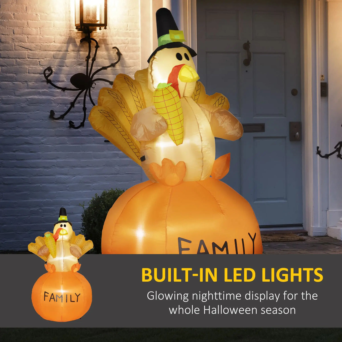 4.9ft Inflatable Thanksgiving Turkey with LED Display