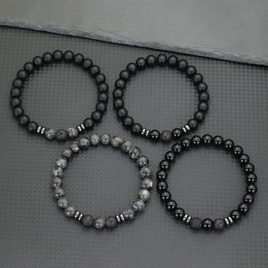2Pcs 8mm Tiger Eyes Malachite Obsidian Hematite Stone Positive Energy Bracelet