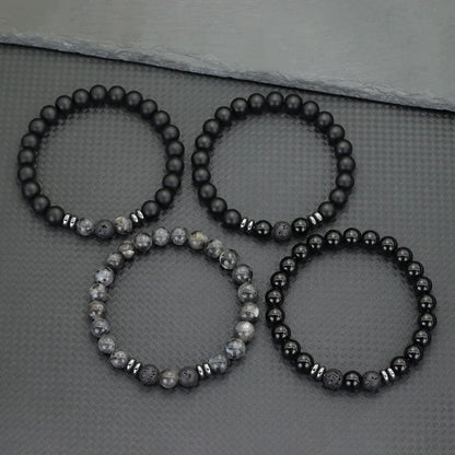2Pcs 8mm Tiger Eyes Malachite Obsidian Hematite Stone Positive Energy Bracelet