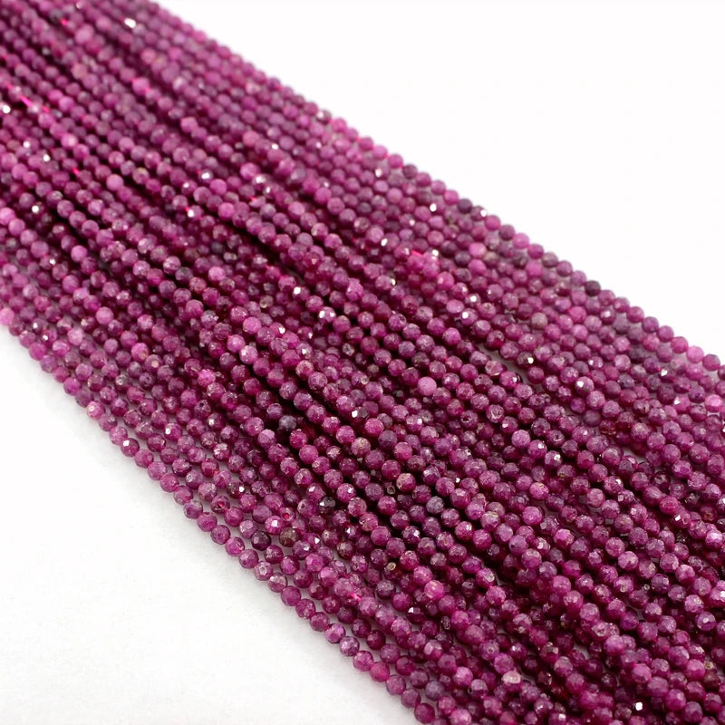 Natural Faceted Ruby Micro Seed Round Gemstone Beads