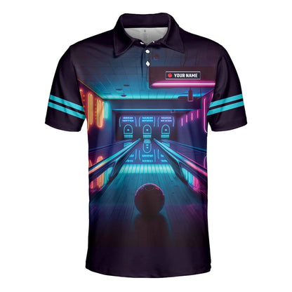 Men's Custom Name Cosmic Bowling Graphic Polo Shirt
