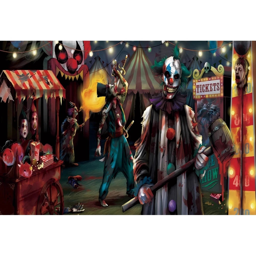 Haunted Carnival Halloween Backdrop - Spooky Circus Photography Prop