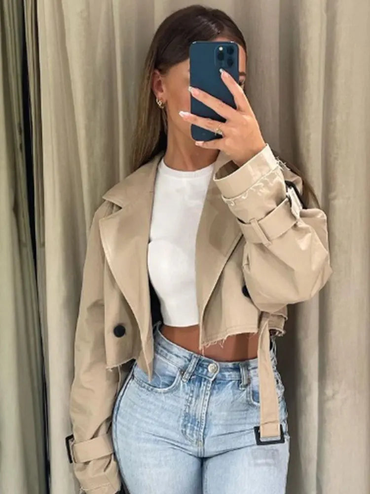 Women's Double-Breasted Sashed Jacket