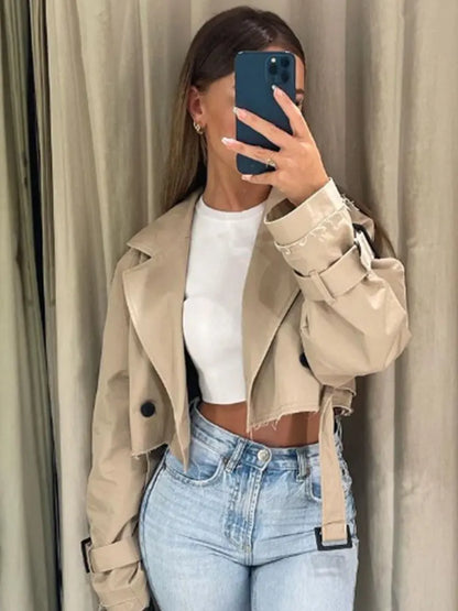 Women's Double-Breasted Sashed Jacket