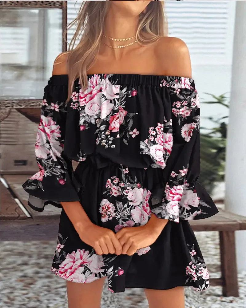 Women's Summer Floral Off-Shoulder Boho Blouse
