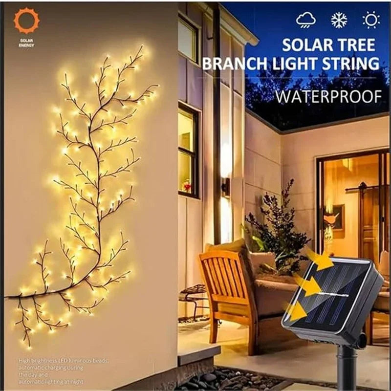 96 LED Solar Willow Vine Lights Outdoor Waterproof String Fairy Light