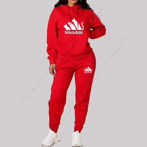 Hooded Top and Sweatpants Two Piece Outfit