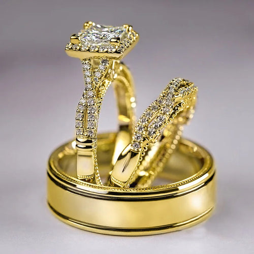 Vintage 3-in-1 Lab Diamond Promise Ring Set