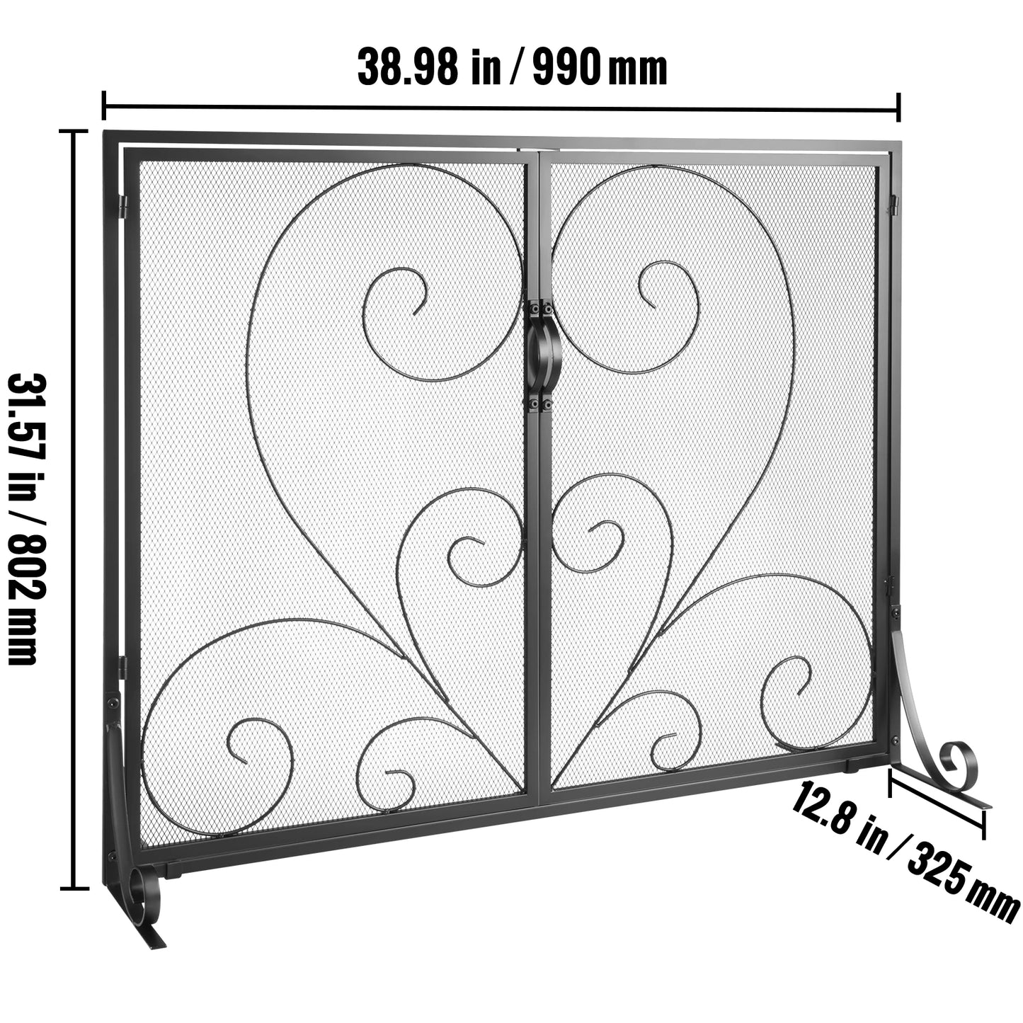SucceBuy Fireplace Screen with Door Iron