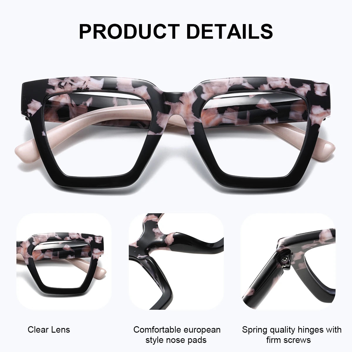 Square Thick-Frame PC Reading Glasses with Case