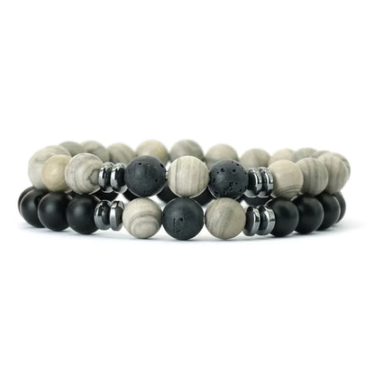 2Pcs 8mm Tiger Eyes Malachite Obsidian Hematite Stone Positive Energy Bracelet