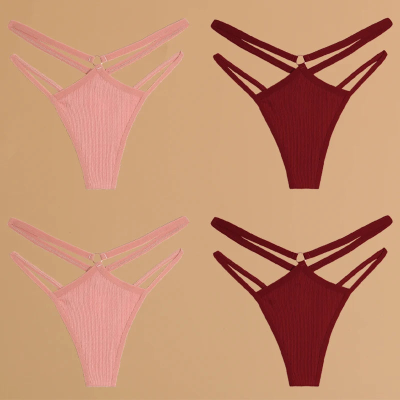 FINETOO 4Pcs Cotton Double Thin Thongs