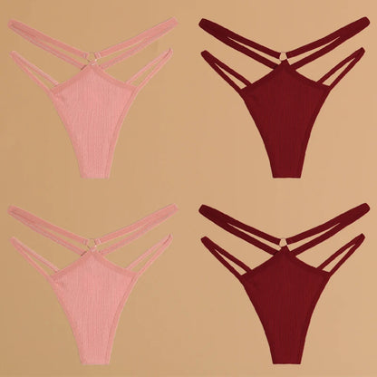 FINETOO 4Pcs Cotton Double Thin Thongs