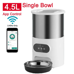 Smart APP Controlled Stainless Steel Double Meal Feeding Dispenser