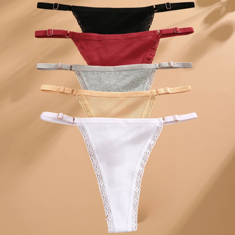 FINETOO 5-Pack Women's Cotton G-String Thongs - Low-Rise Breathable Panties
