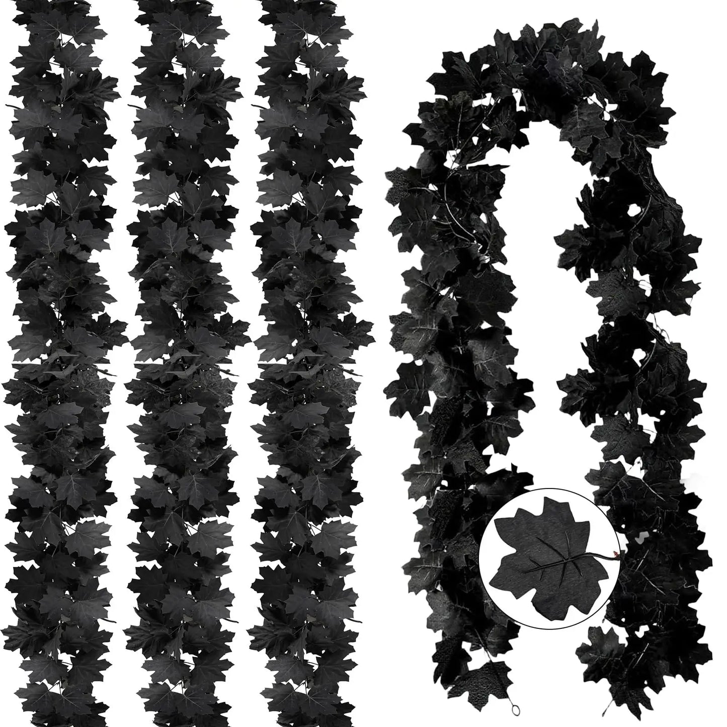 6.5ft Artificial Black Maple Leaf Vine Garland