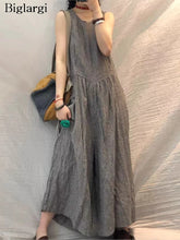 Oversized Plaid Sleeveless Wide Leg Jumpsuit