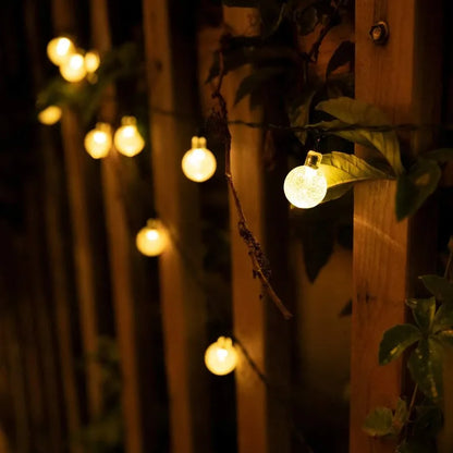 Outdoor Solar Crystal Globe String Lights (IP65 Waterproof)